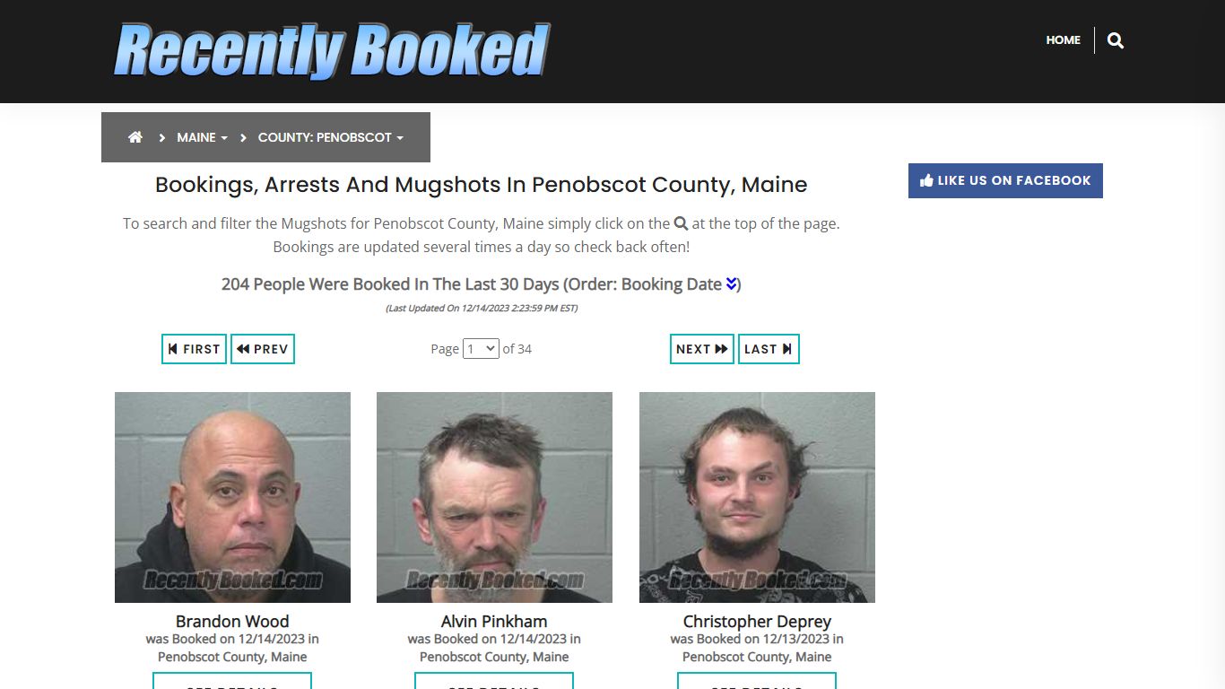 Bookings, Arrests and Mugshots in Penobscot County, Maine